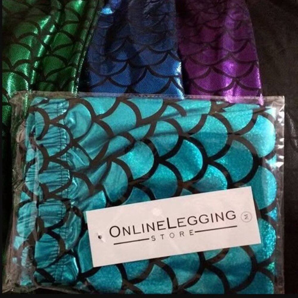 Mermaid Fish Scale Leggings by ONLINE LEGGING STORE - XL - NWT - Picture 3 of 9